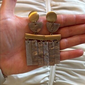 Gold and Gray Statement Earrings